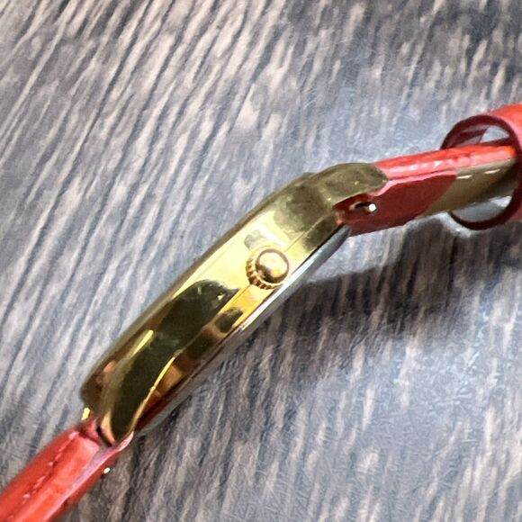 I Love Lucy Lucille Ball Watch Women 31mm Gold Tone Red Leather Band New Battery - Picture 6 of 11